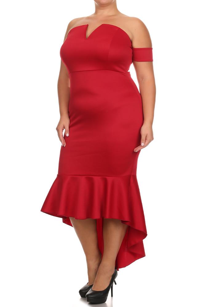 Plus Size Cocktail Off Shoulder Mermaid Dress