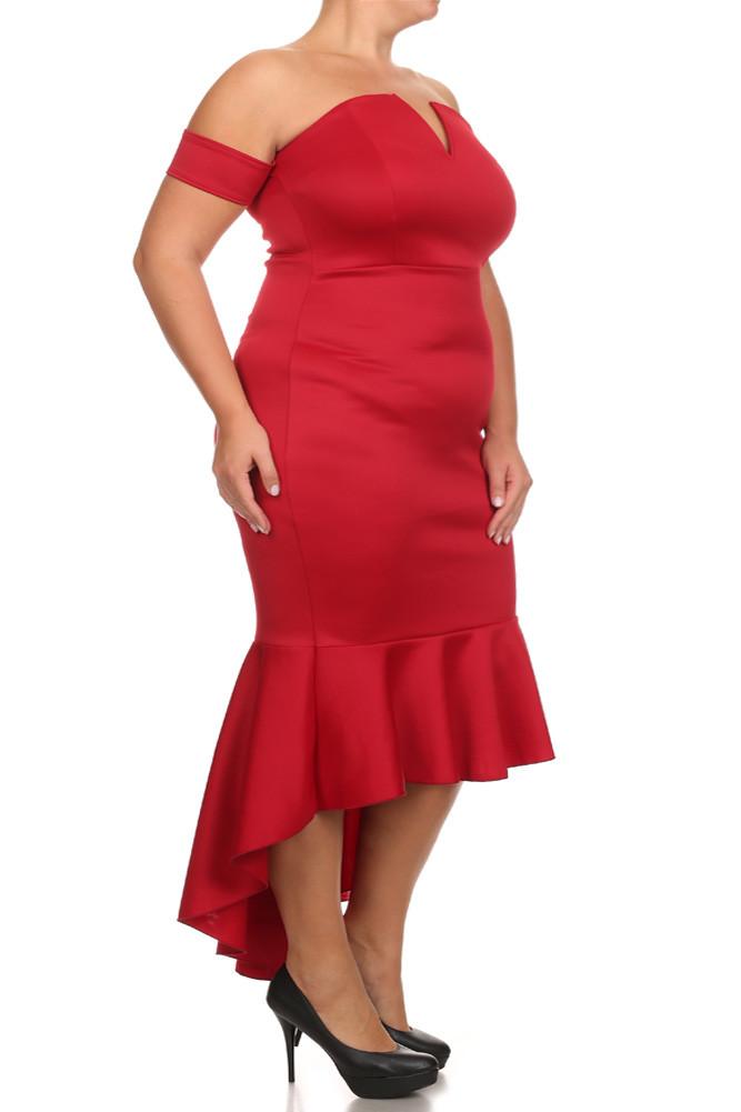 Plus Size Cocktail Off Shoulder Mermaid Dress