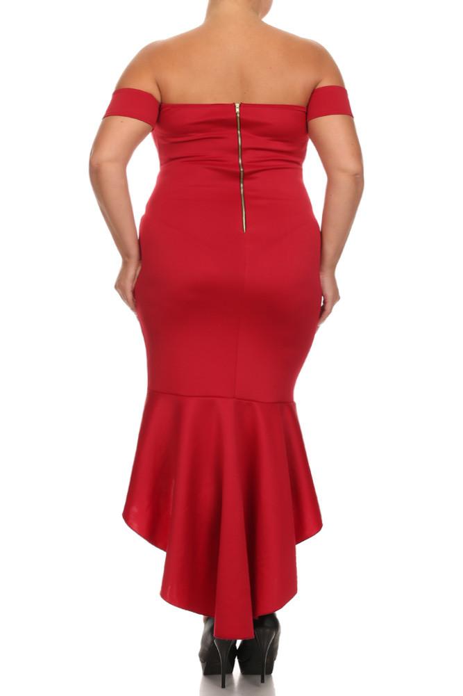Plus Size Cocktail Off Shoulder Mermaid Dress