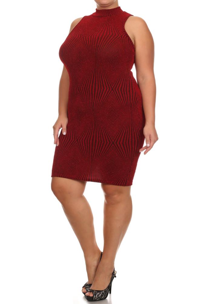 Plus Size Sparkling High Neck Starlet Dress