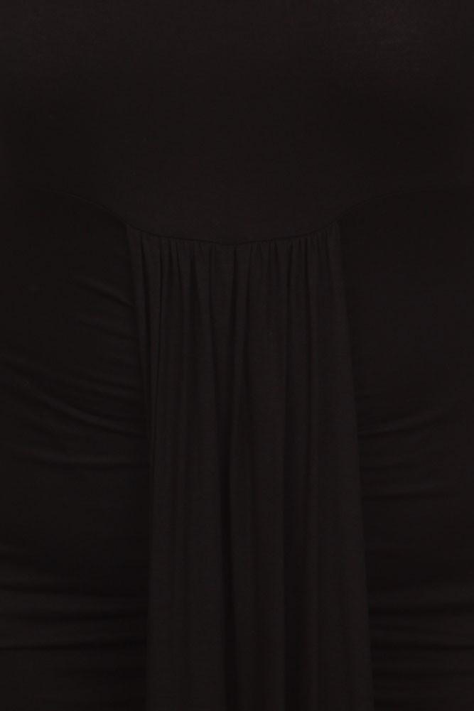Plus Size Bella Draped Knit Black Midi Dress
