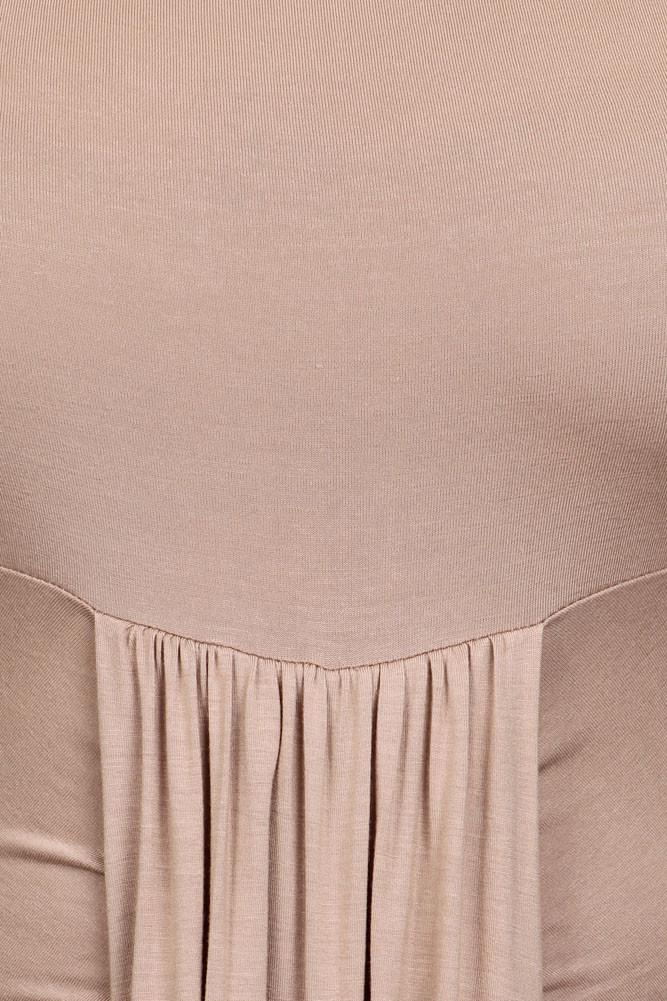 Plus Size Bella Draped Knit Tan Midi Dress
