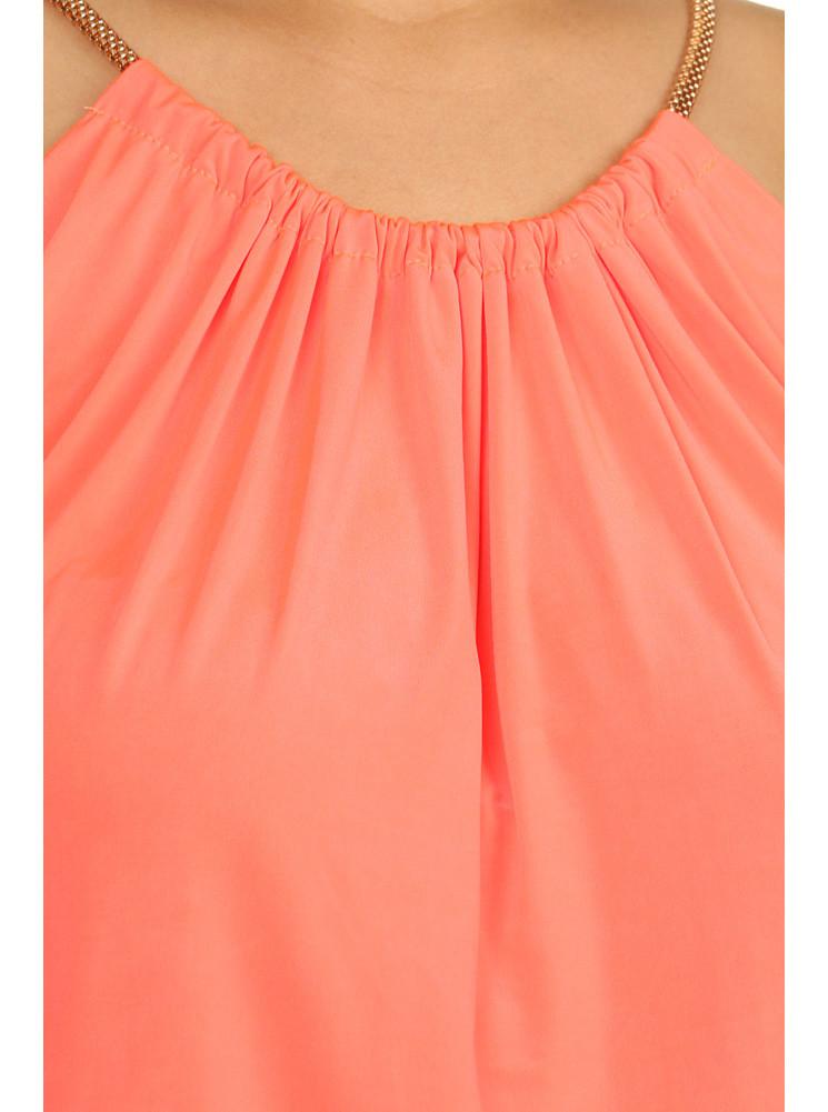 Plus Size Sleek Gilded Neckline Coral Blouson