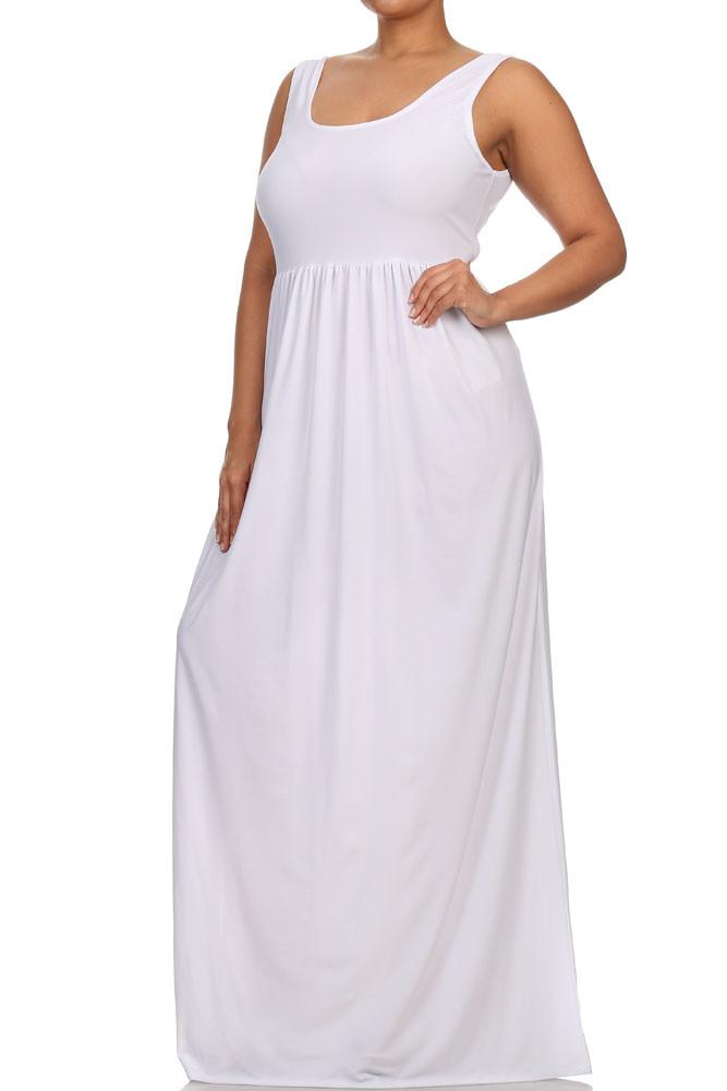 Plus Size Pier Days High Slit White Maxi Dress