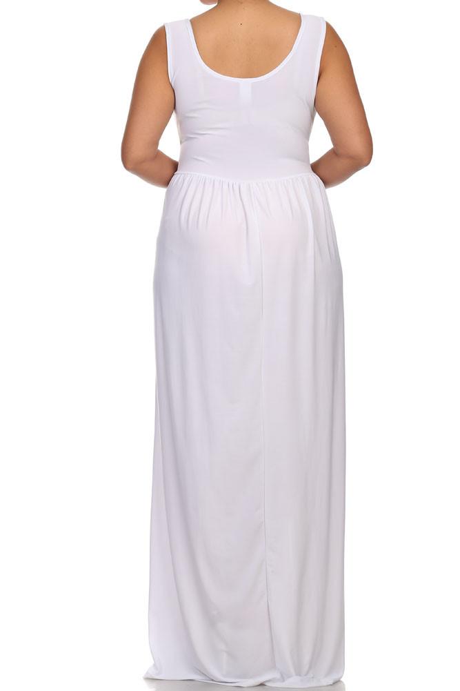 Plus Size Pier Days High Slit White Maxi Dress