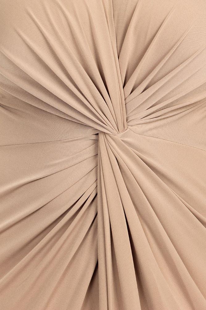 Plus Size Luring Knot Front Tan Maxi Dress
