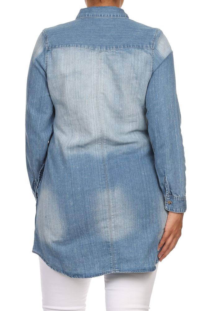 Plus Size Free Spirit Button Up Denim Top
