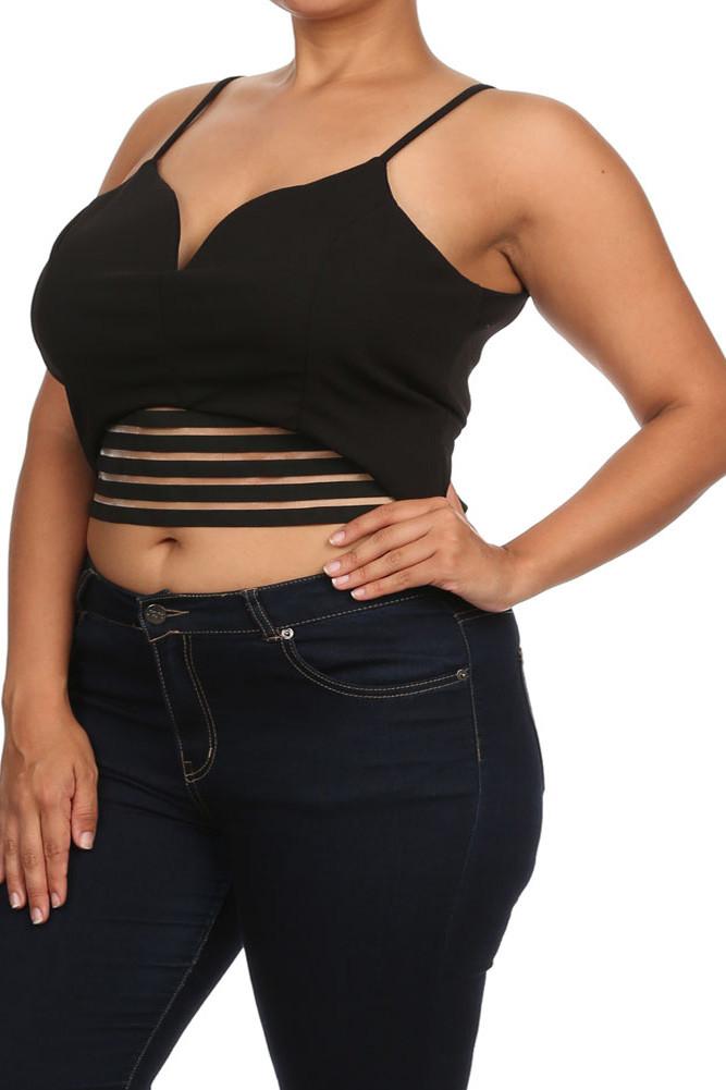 Plus Size Sweetheart Midriff Cut Out Crop Top