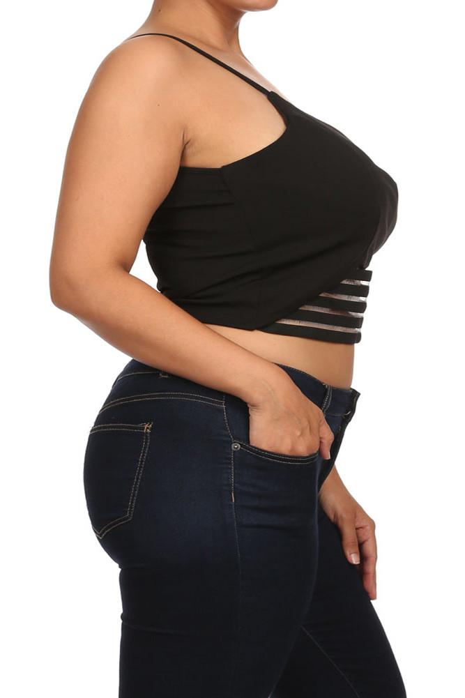Plus Size Sweetheart Midriff Cut Out Crop Top