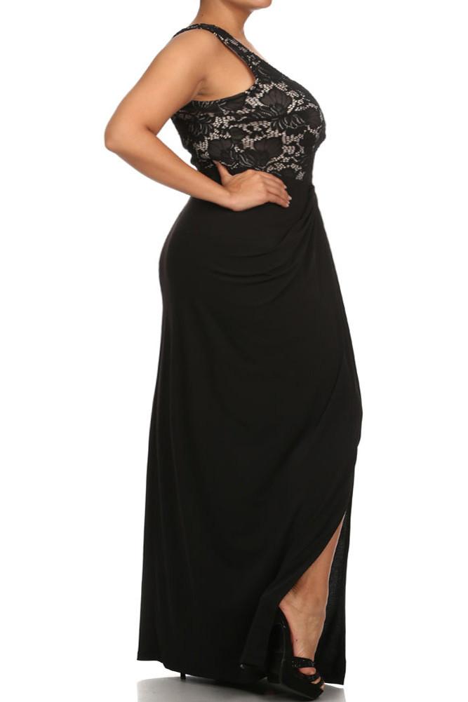 Plus Size Floral Crochet Empire Waist Maxi Dress