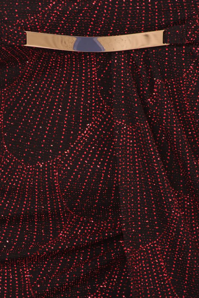 Plus Size Sparkling Plunging Neckline Red Dress
