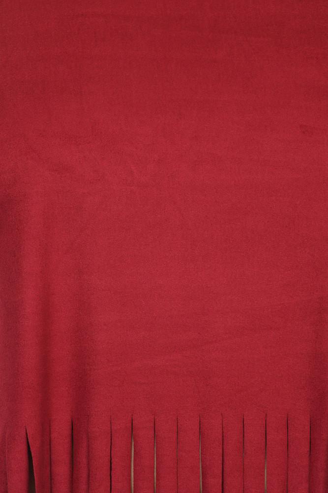 Plus Size Fringe Obsession Suede Burgundy Tank