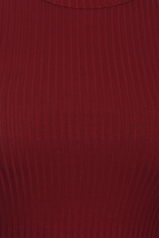 Plus Size Sassy Cut Out Ribbed Mini Burgundy Dress