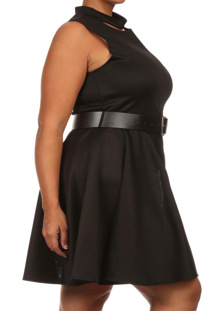 Plus Size Forever Young Cut Out Neckline Black Dress
