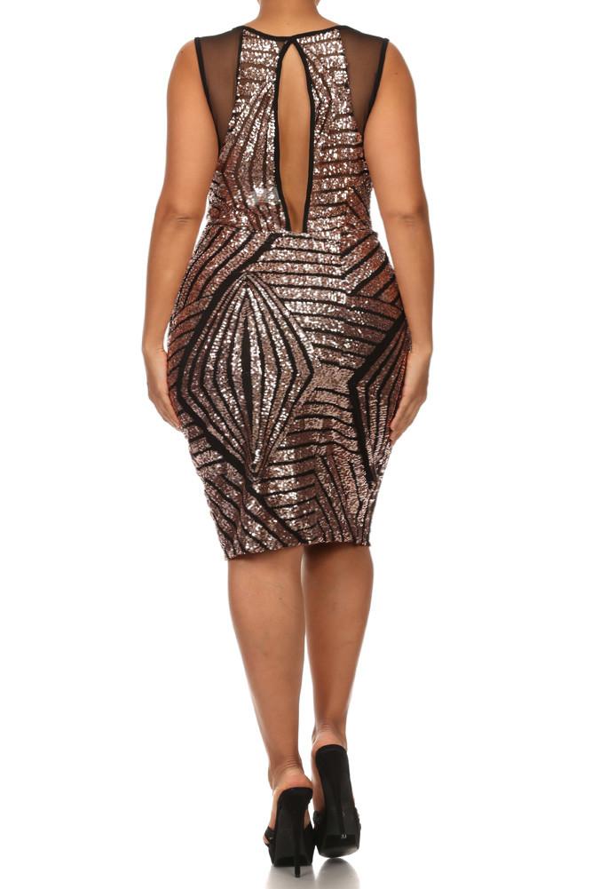 Plus Size Sequin Bombshell Mesh Dress