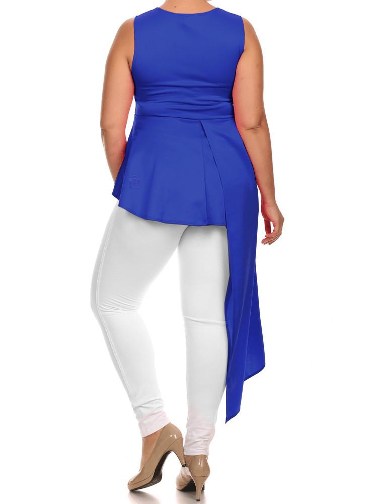 Plus Size Gala Asymmetrical Blue Maxi Shirt Dress