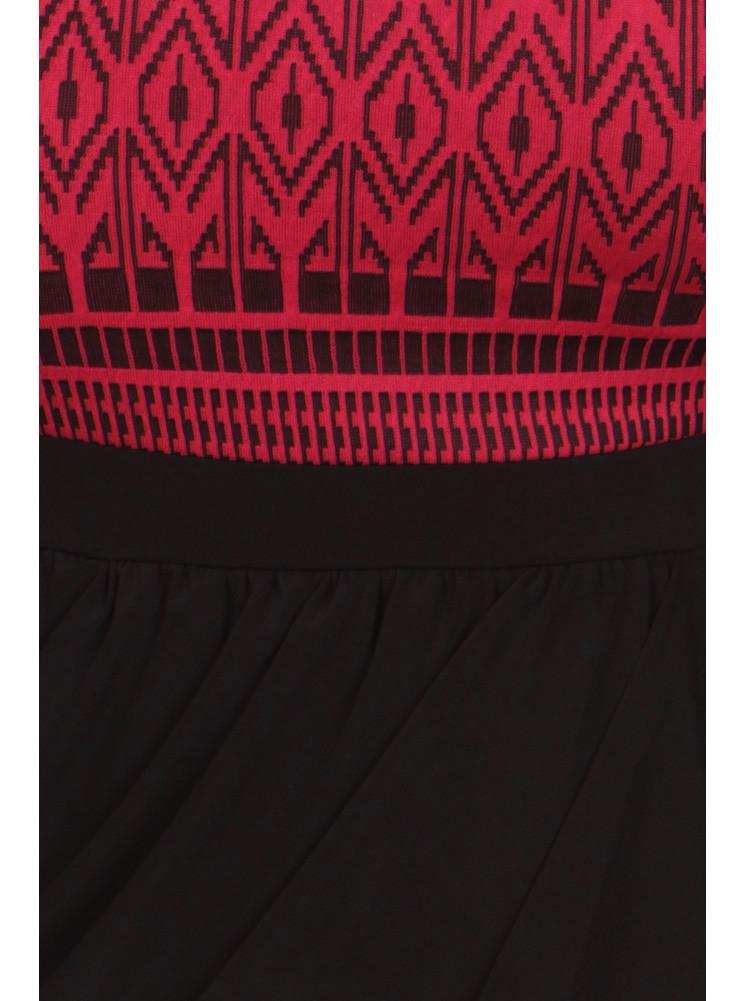 Plus Size Tribal Print V Hem Pink Bubble Skirt Dress