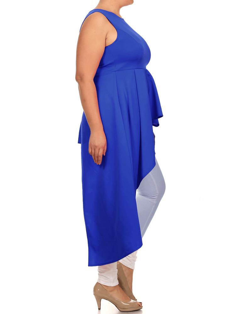 Plus Size Gala Asymmetrical Blue Maxi Shirt Dress