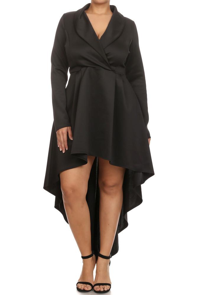 Plus Size Gala Surplice Neckline Long Sleeve Dress