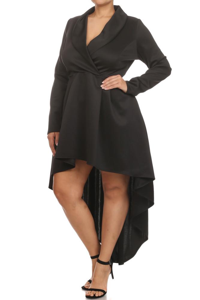 Plus Size Gala Surplice Neckline Long Sleeve Dress