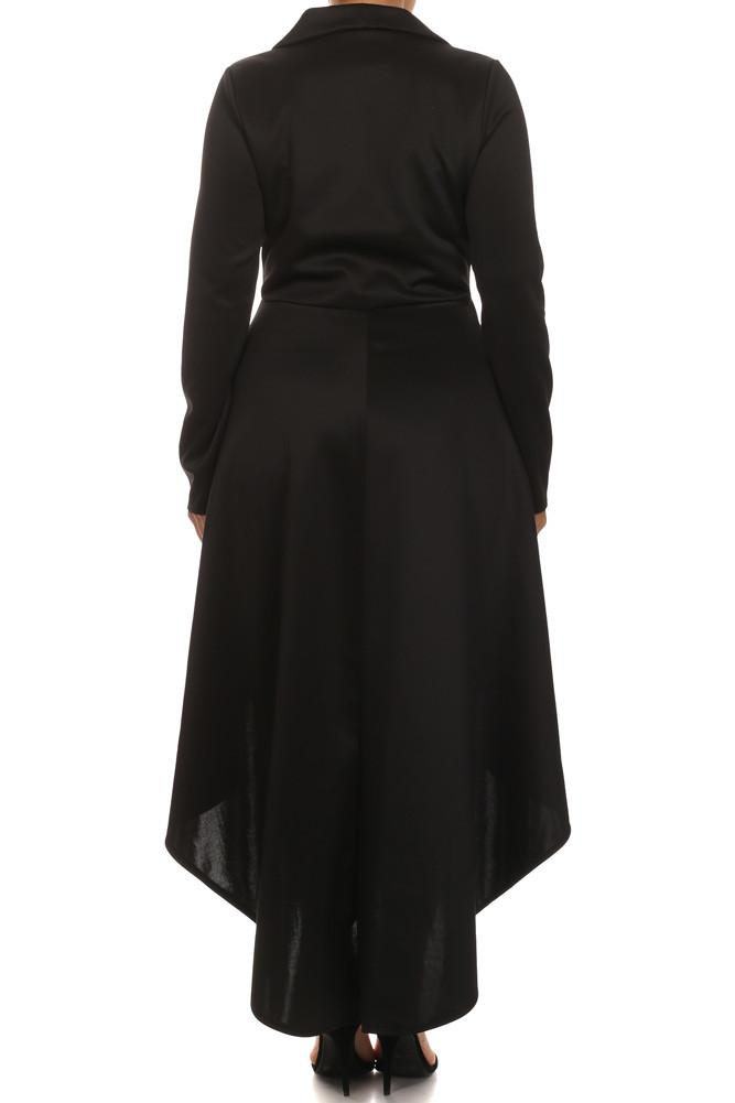 Plus Size Gala Surplice Neckline Long Sleeve Dress