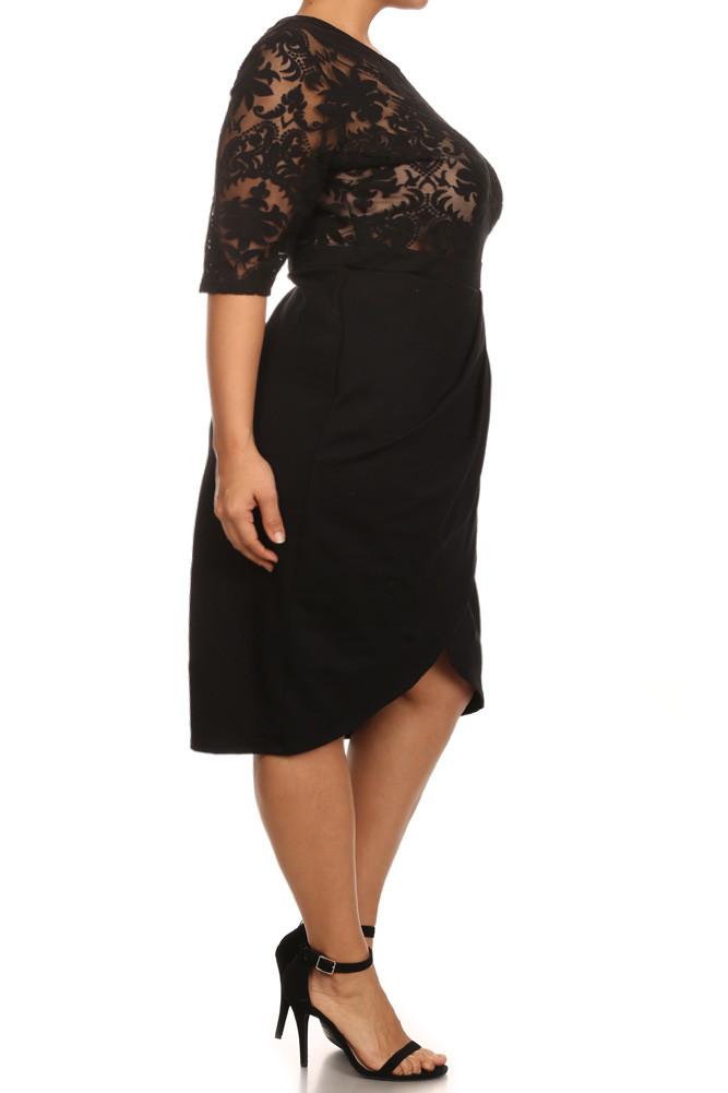 Plus Size Sweet Victorian Tulip Hem See Through Dress