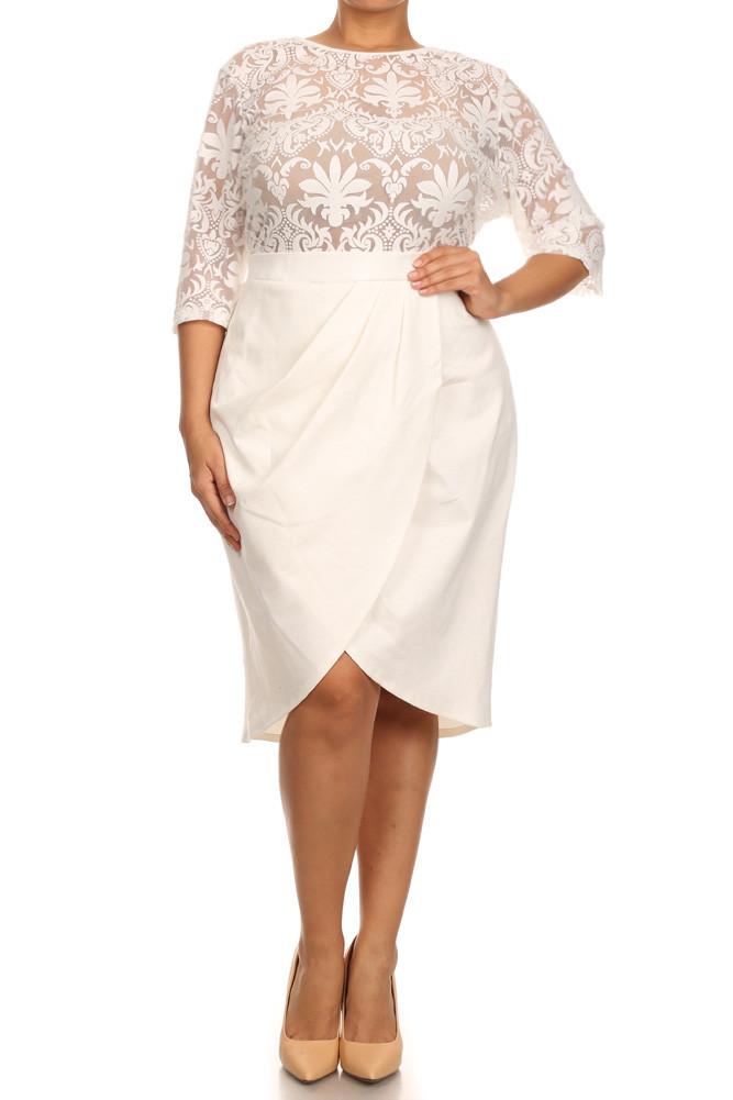 Plus Size Sweet Victorian Tulip Hem See Through Dress