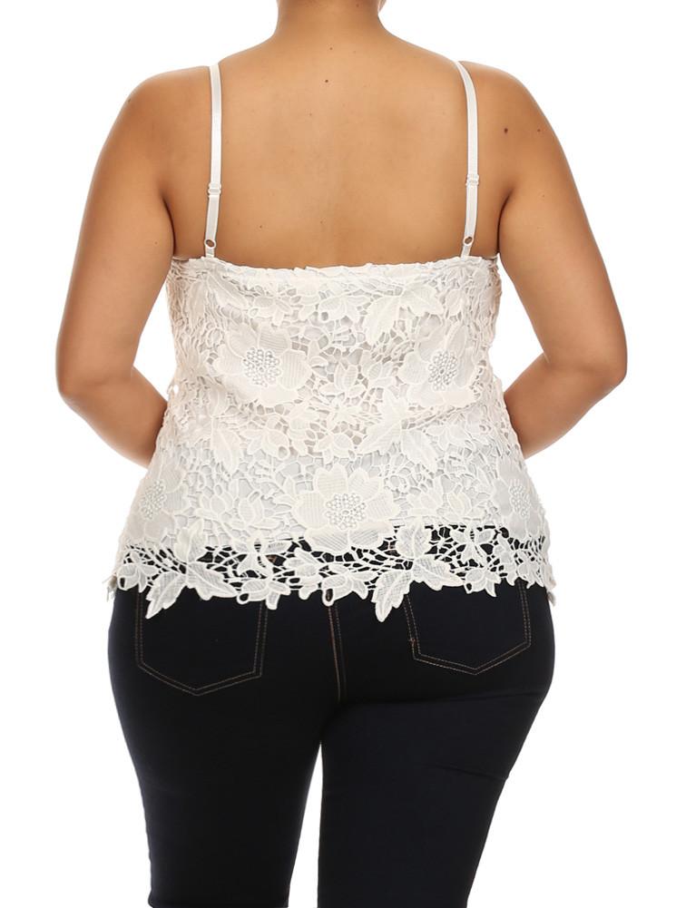 Plus Size Sun Kissed Floral Crochet White Top