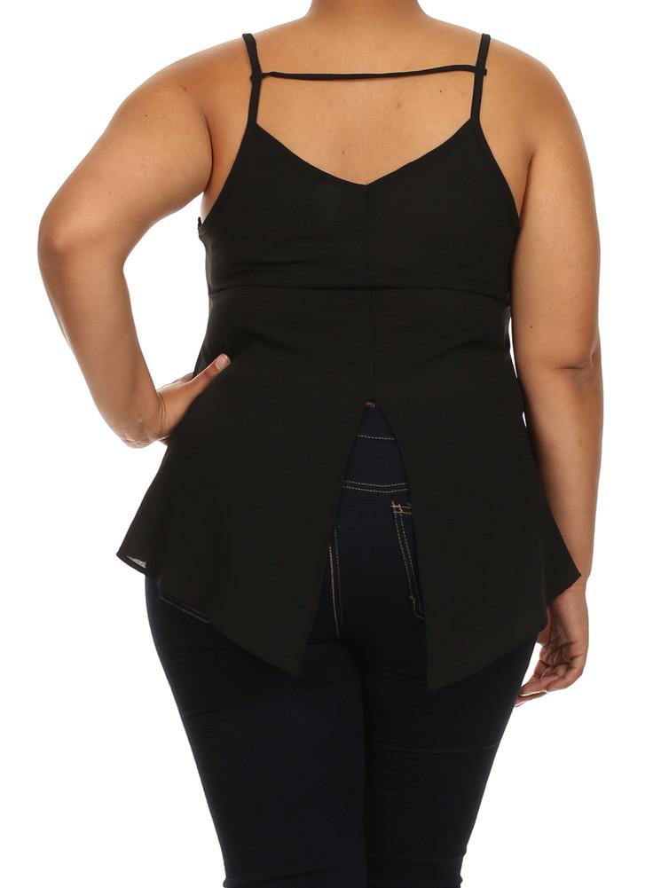 Plus Size Sexy Butterfly Back Black Sheer Cami