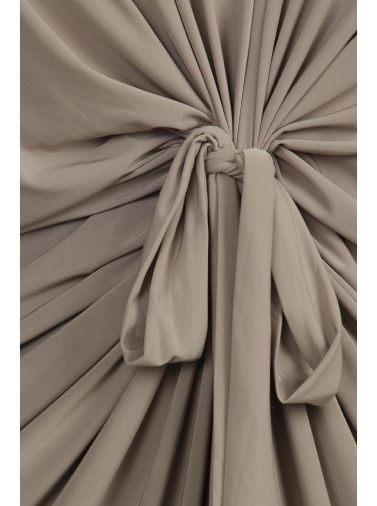 Plus Size Memorable Drapey knot Front Taupe Dress