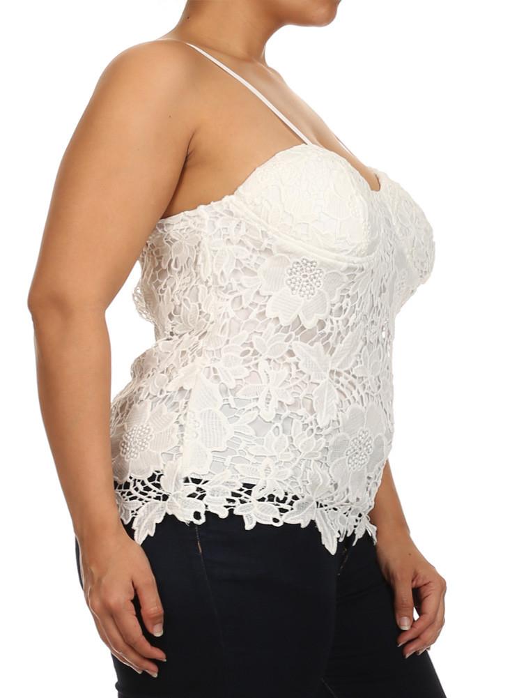 Plus Size Sun Kissed Floral Crochet White Top