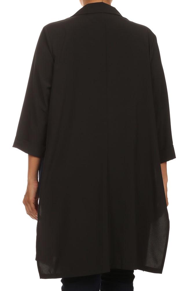 Plus Size In Town Sheer Split Sides Black Jacket
