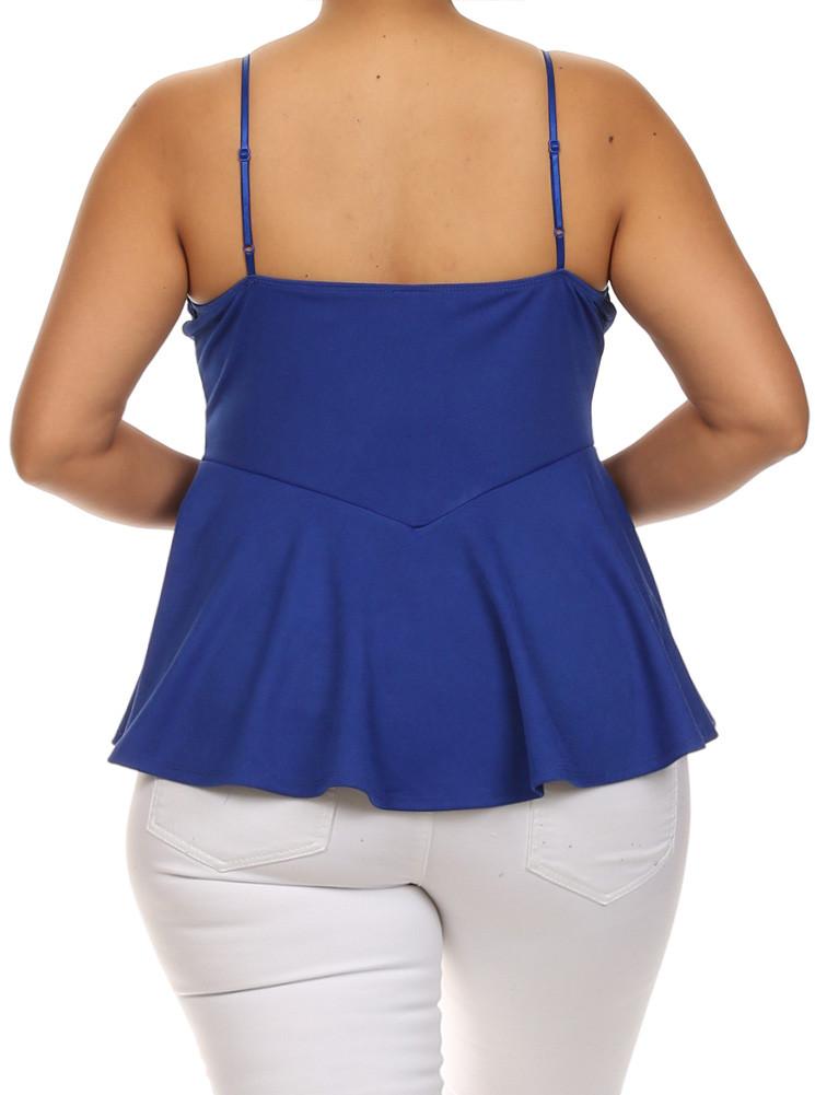 Plus Size Sexy Blue Peplum Tank