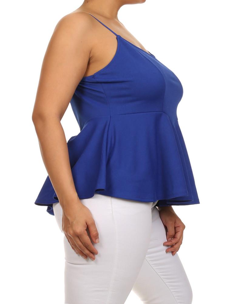 Plus Size Sexy Blue Peplum Tank