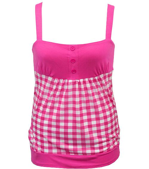Trendy Plaid Pink Tank Top