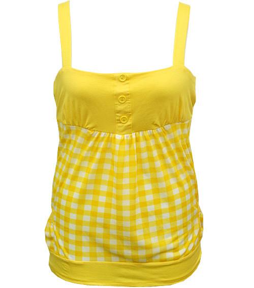 Trendy Plaid Yellow Tank Top