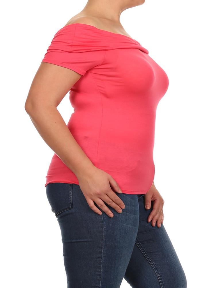 Plus Size Coquette Off the Shoulders Pink Top