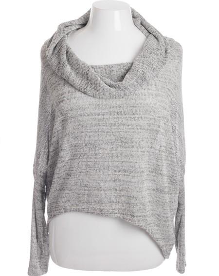Plus Size Sparkling Loose Knit Cowl Neck Top