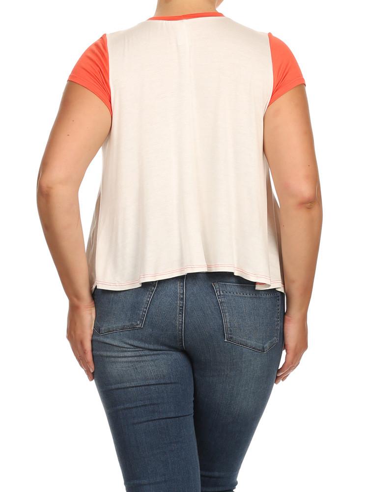 Plus Size Bed, Coffee, WiFi Raglan Coral Top