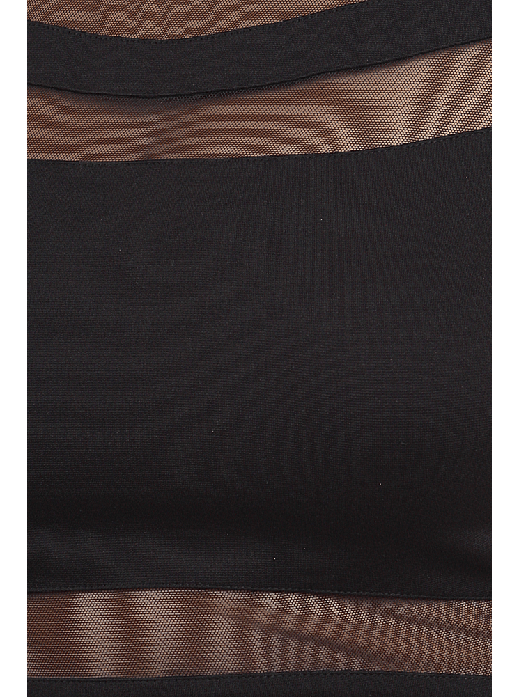 Plus Size Seductive Scuba Mesh Midi Black Dress