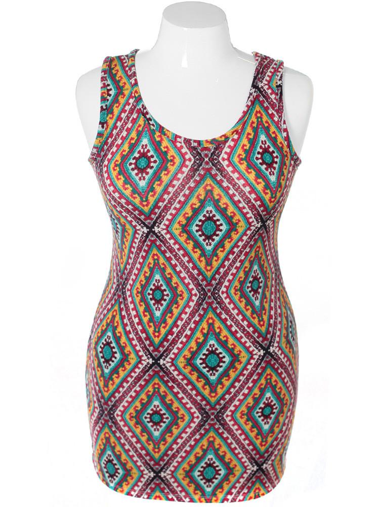 Plus Size Velvet Retro Violet Pattern Mini Dress