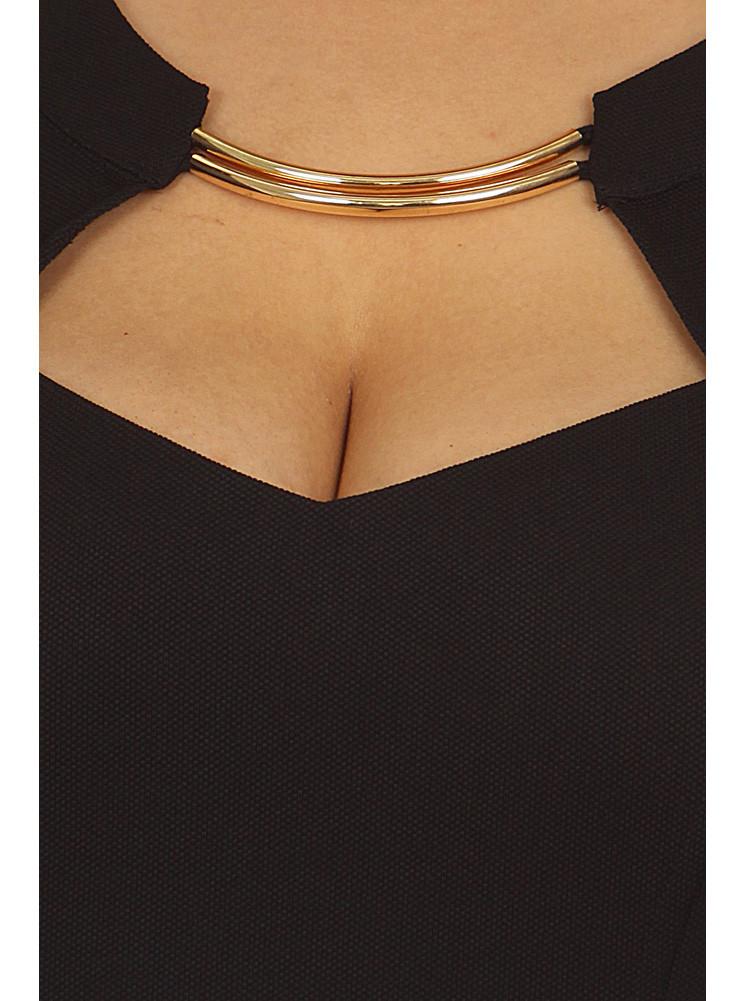 Plus Size Midnight Crush Gilded Neckline Black Dress