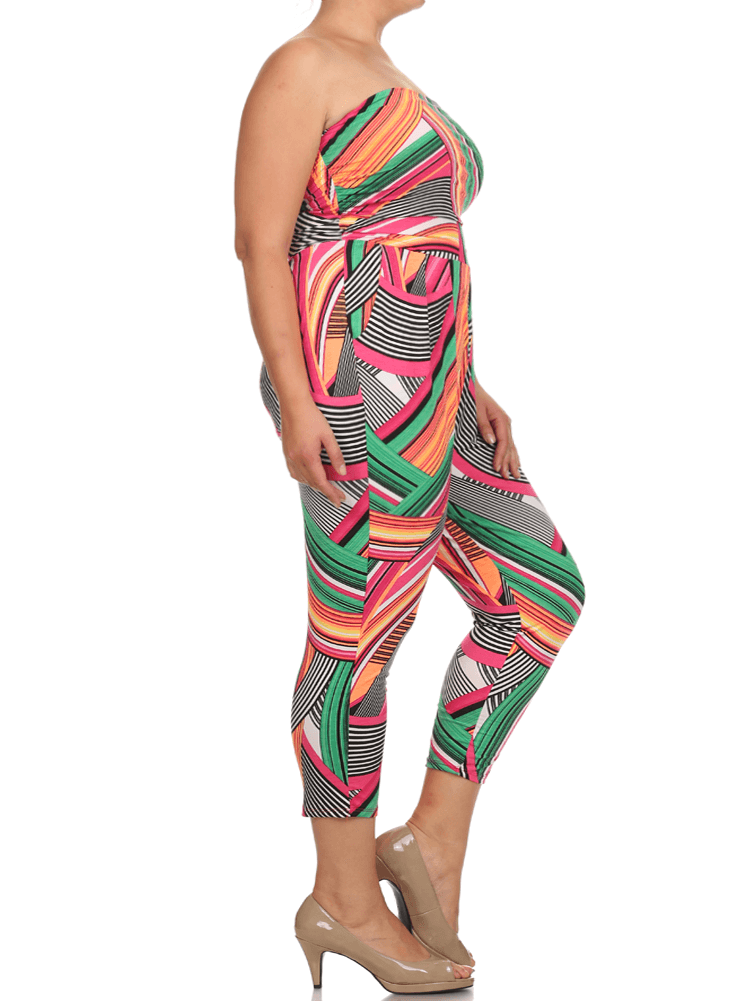 Plus Size Color Glow Striped Jumpsuit