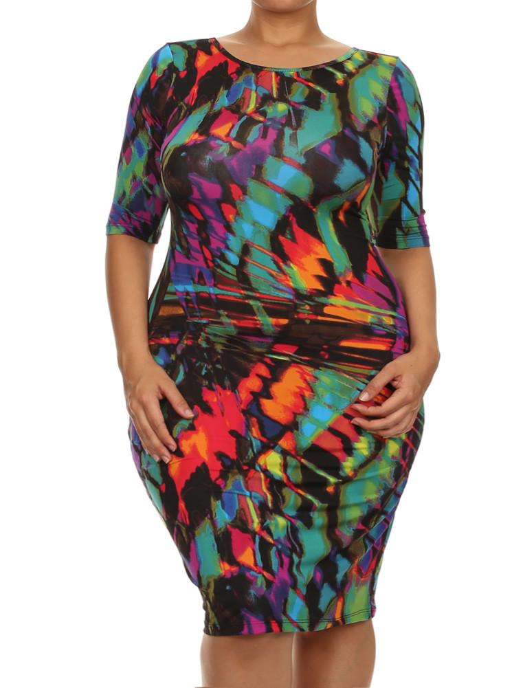 Plus Size Wild Flower Crossed Back Dress