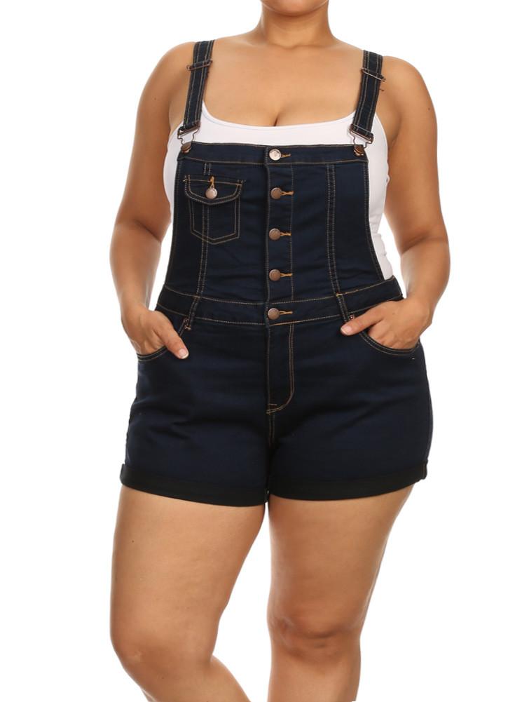 Plus Size Picnic Days Blue Denim Overalls