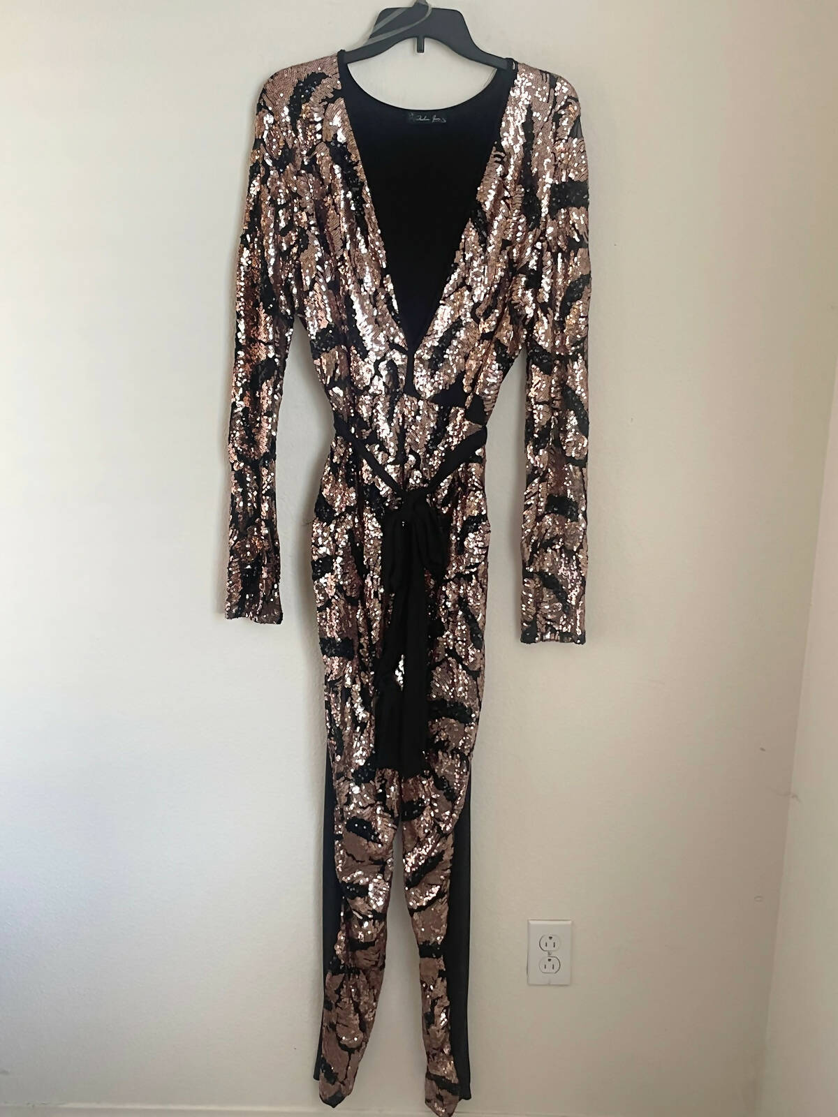 Bedazzled rose gold party jumpsuit