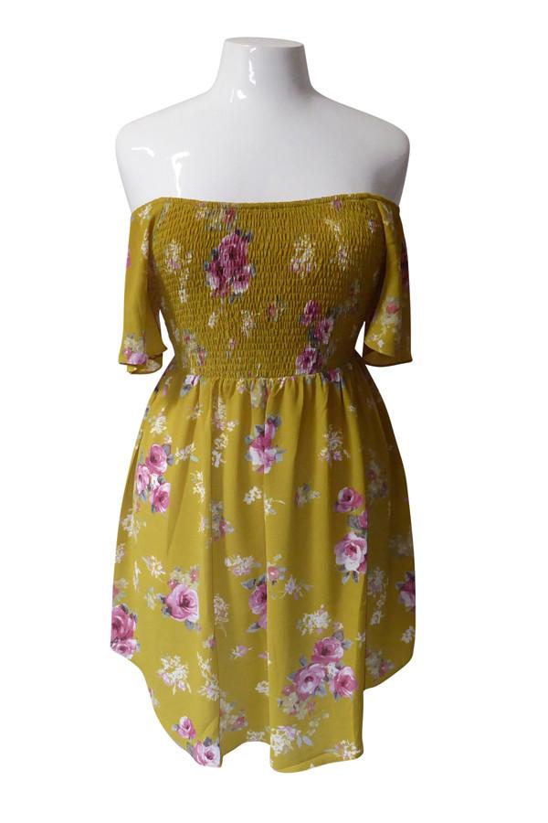 Plus Size Blossom Ruched Mini Dress