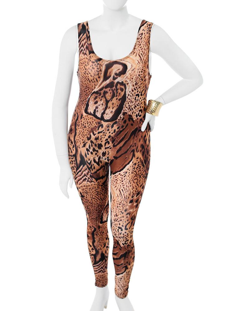 Plus Size Wild Leopard Jumpsuit