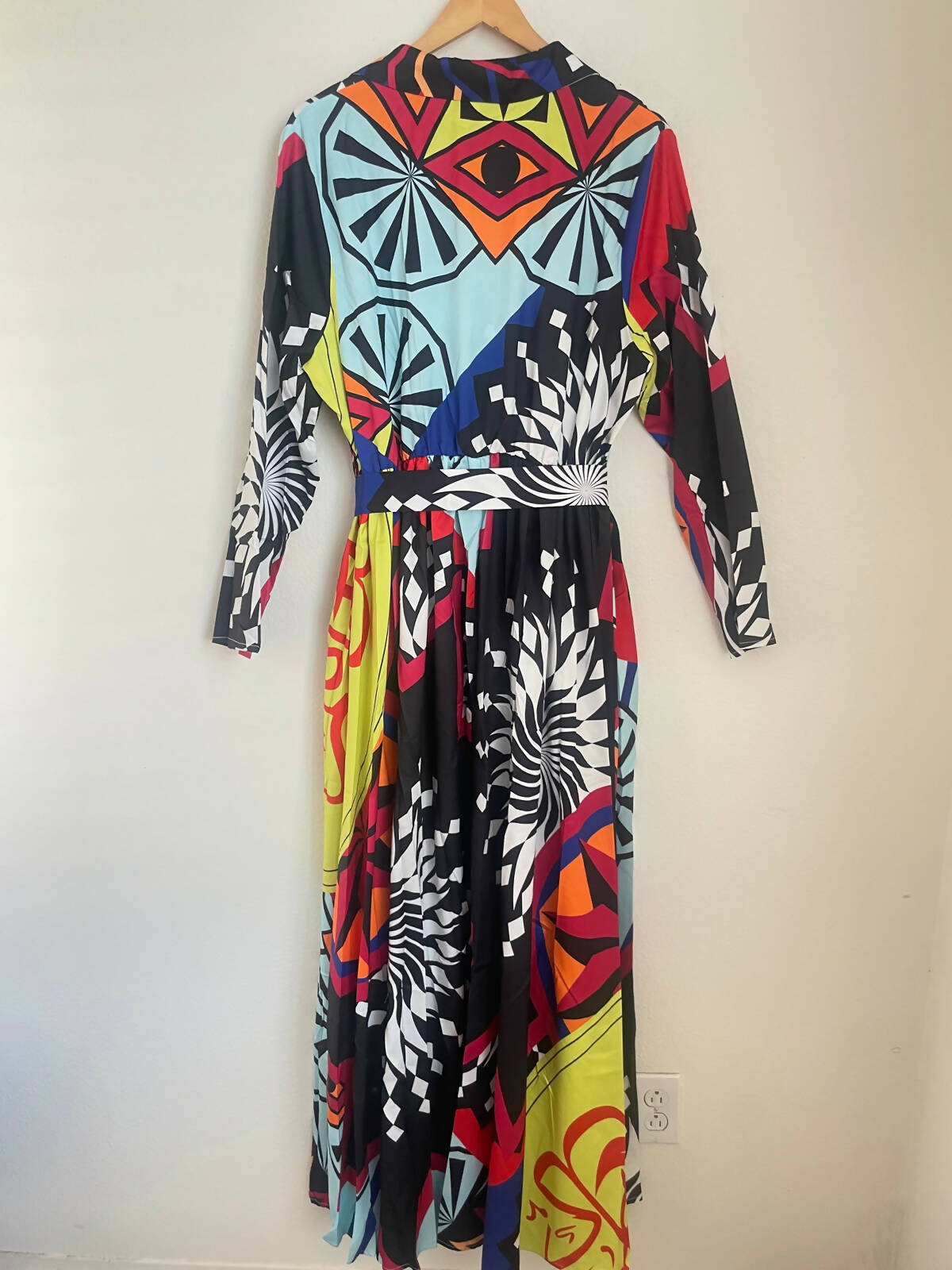 Art print button Collar dress