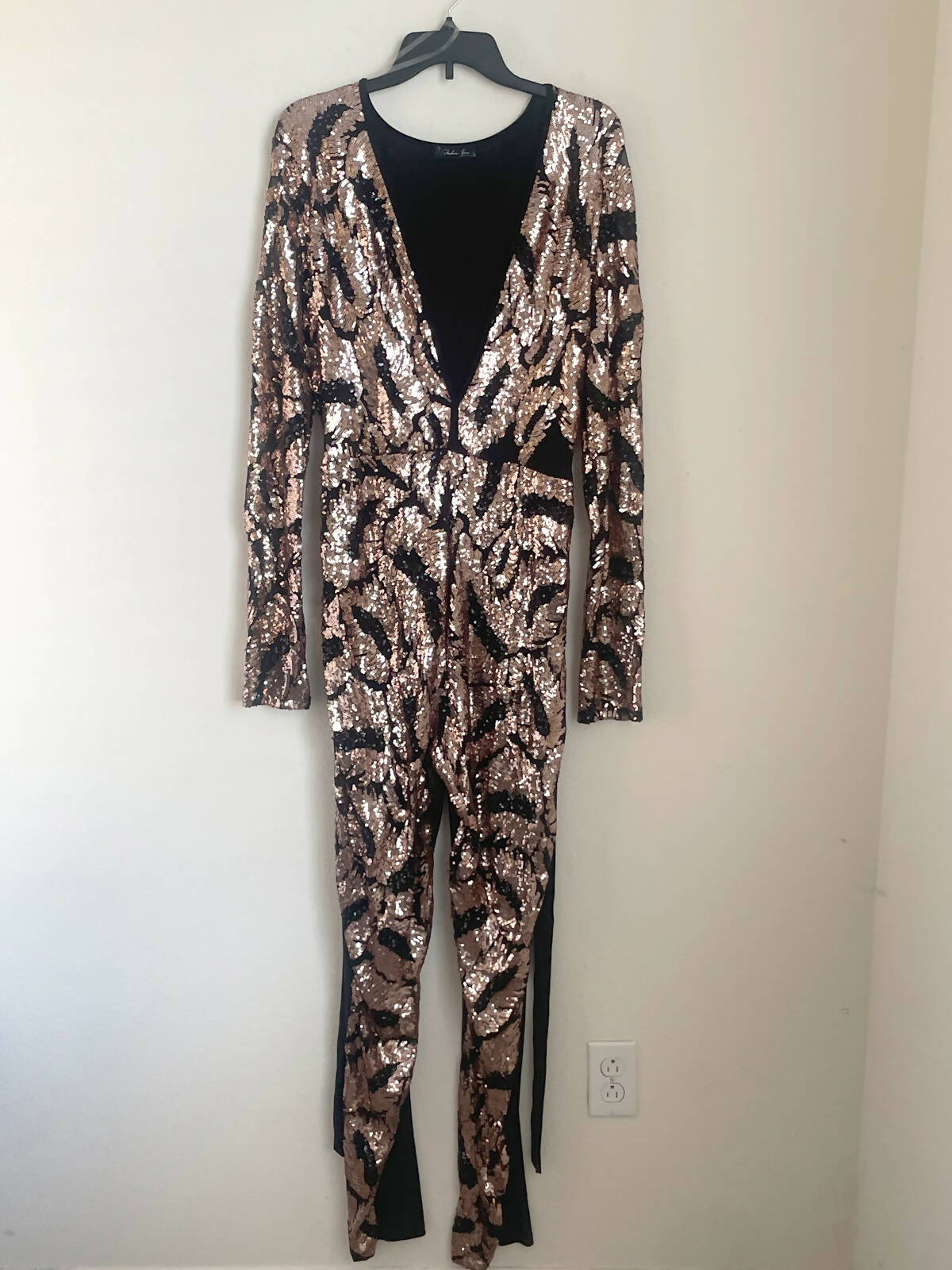 Bedazzled rose gold party jumpsuit